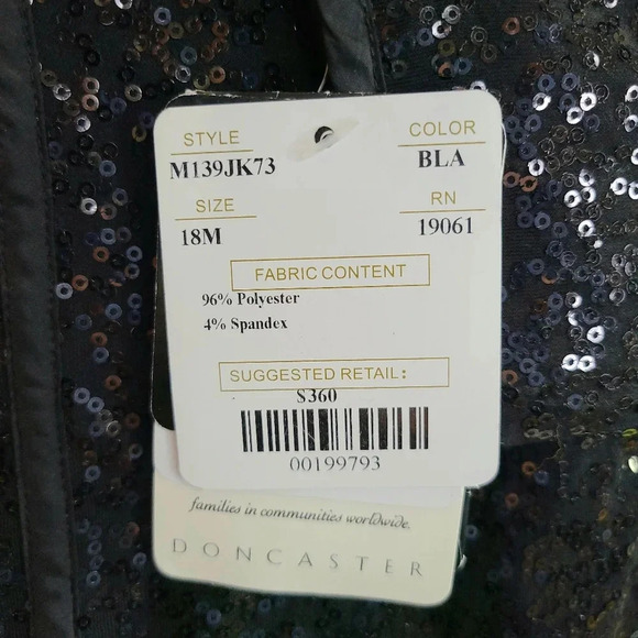 Doncaster Collection Black Sequins Sequined Blazer Jacket 18 Holiday Evening - Picture 16 of 16